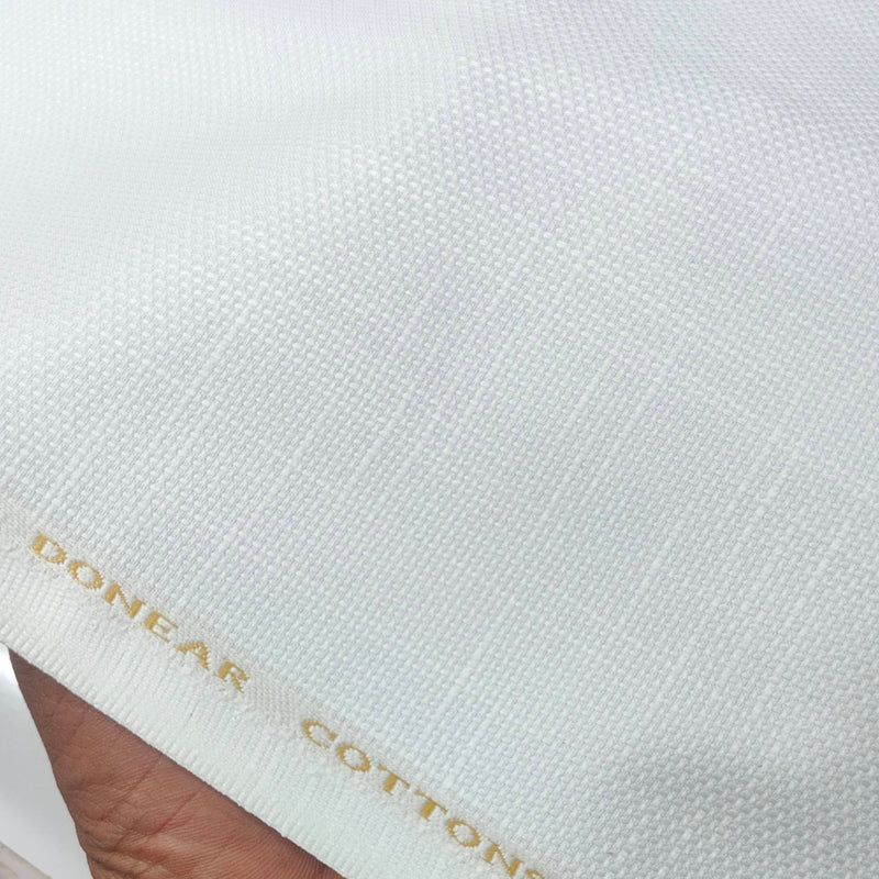 Trouser Fabric Donear Pure Cotton Lycra Textured Colour White
