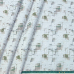 Shirt Fabric Mantire Poly Cotton Digital Print With Dobby Colour Green N White