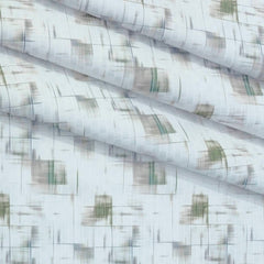 Shirt Fabric Mantire Poly Cotton Digital Print With Dobby Colour Green N White
