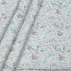 Shirt Fabric ManTire 100% Cotton Premium Linen Look Digital Print Colour Blue N Green