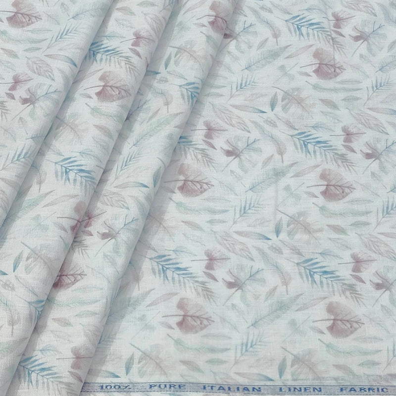 Shirt Fabric ManTire 100% Cotton Premium Linen Look Digital Print Colour Blue N Green