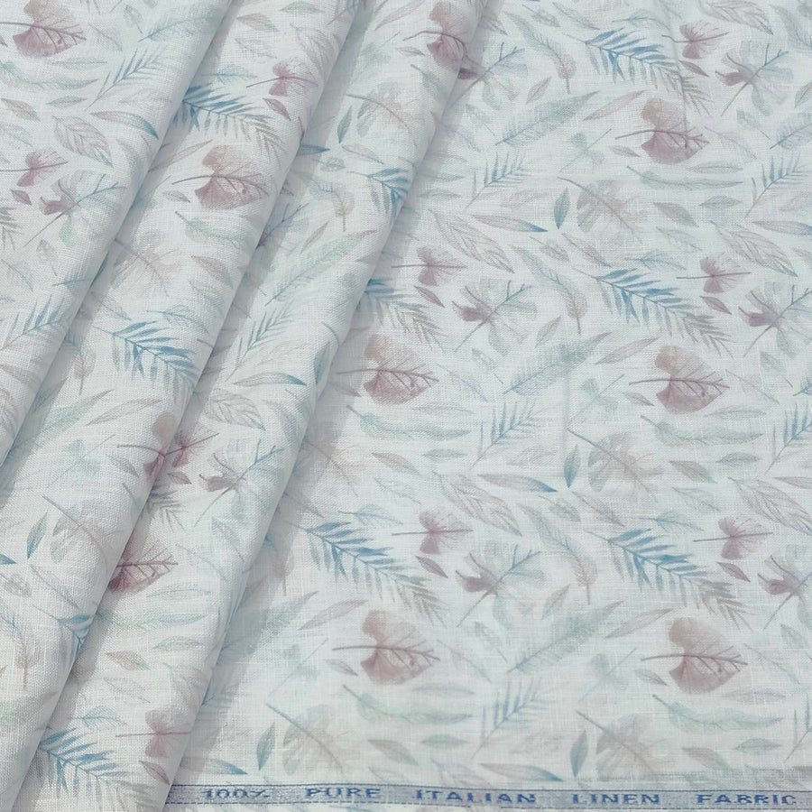 Shirt Fabric ManTire 100% Cotton Premium Linen Look Digital Print Colour Blue N Green