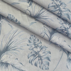 Shirt Fabric ManTire 100% Cotton Premium Linen Look Digital Print Colour Faded Blue N Light Grey