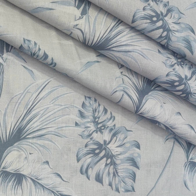 Shirt Fabric ManTire 100% Cotton Premium Linen Look Digital Print Colour Faded Blue N Light Grey