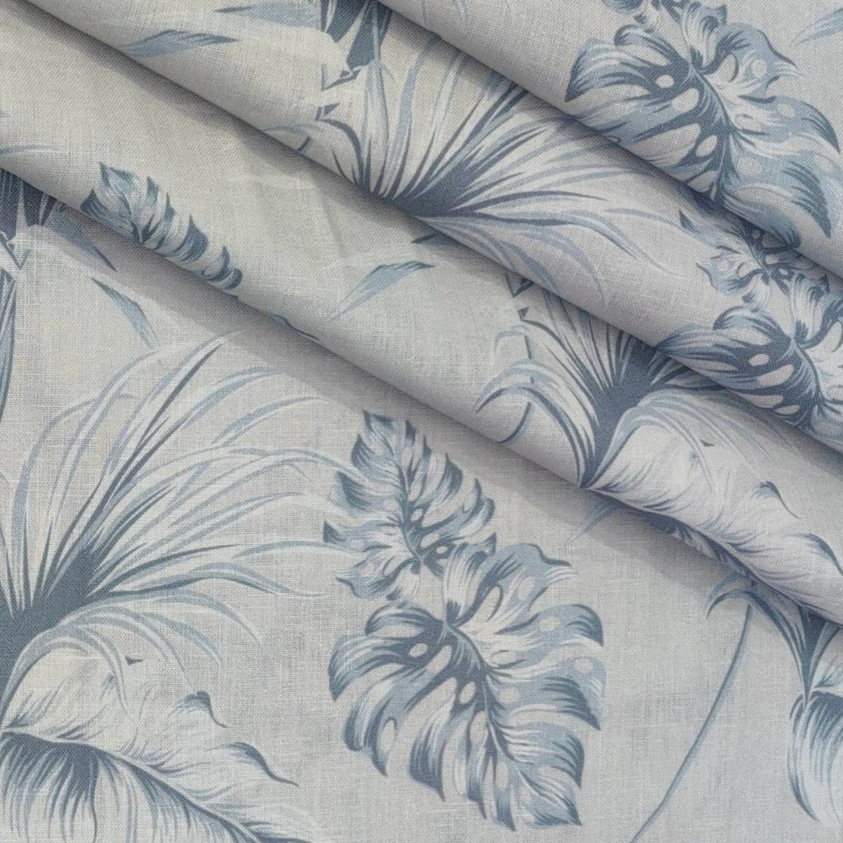Shirt Fabric ManTire 100% Cotton Premium Linen Look Digital Print Colour Faded Blue N Light Grey