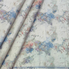 Shirt Fabric ManTire 100% Cotton Premium Linen Look Digital Print Colour Blue N Light Green