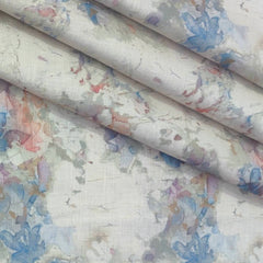 Shirt Fabric ManTire 100% Cotton Premium Linen Look Digital Print Colour Blue N Light Green