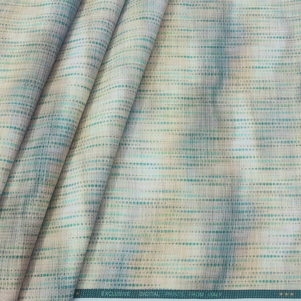 Shirt Fabric Mantire Poly Cotton Digital Print With Dobby Colour Greenish