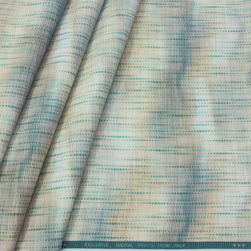 Shirt Fabric Mantire Poly Cotton Digital Print With Dobby Colour Greenish