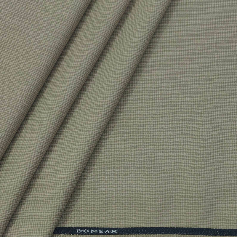 Trouser Fabric Donear 4Way Lycra Premium Pin Check Colour Sand Brown