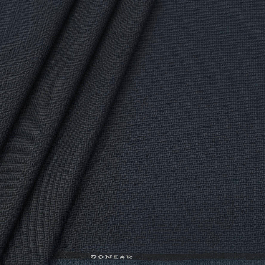 Trouser Fabric Donear 4Way Stretchable Premium Pin Check Colour Dark Bluish Grey