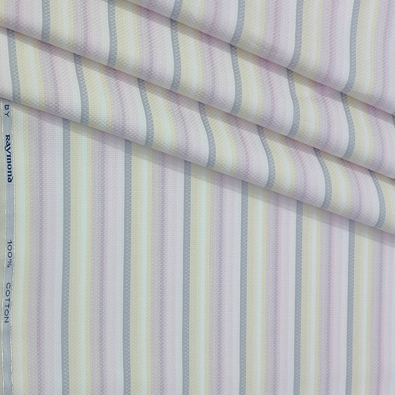 Shirt Fabric Raymond 100% Cotton Lining Colour Cream N Light Pink