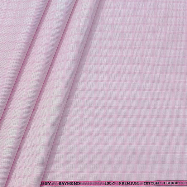 Shirt Fabric Raymond 100% Cotton Check Colour Pink