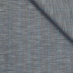 Trouser Fabric Raymond Poly Cotton Linen Look Broad Lining  Colour Blue N Grey