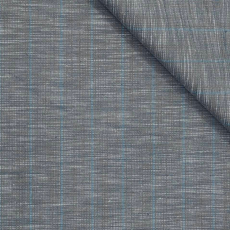 Trouser Fabric Raymond Poly Cotton Linen Look Broad Lining  Colour Blue N Grey