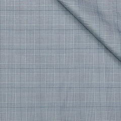 Trouser Fabric Reid & Taylor Super Fine Giza Cotton Mild Check Color Greyish Blue
