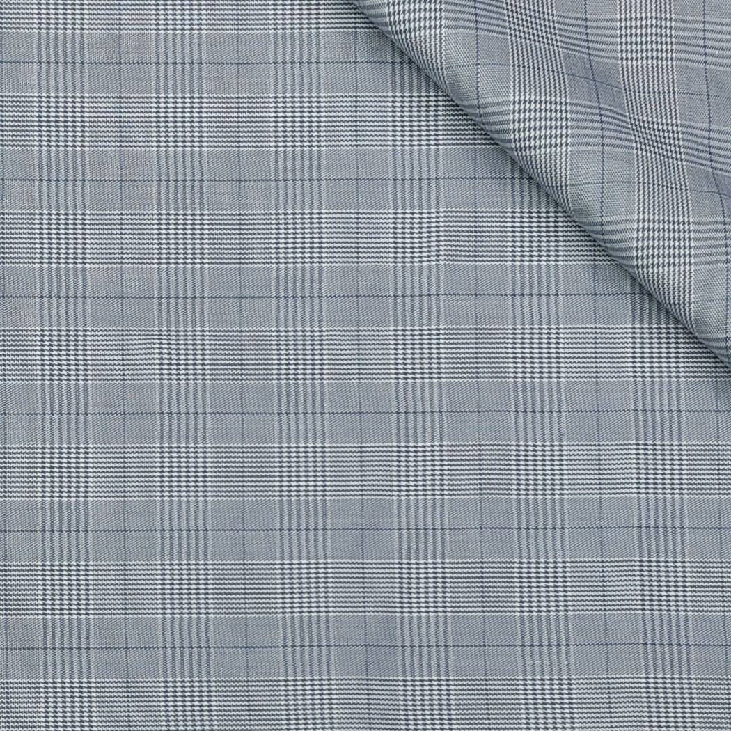 Trouser Fabric Reid & Taylor Super Fine Giza Cotton Mild Check Color Greyish Blue