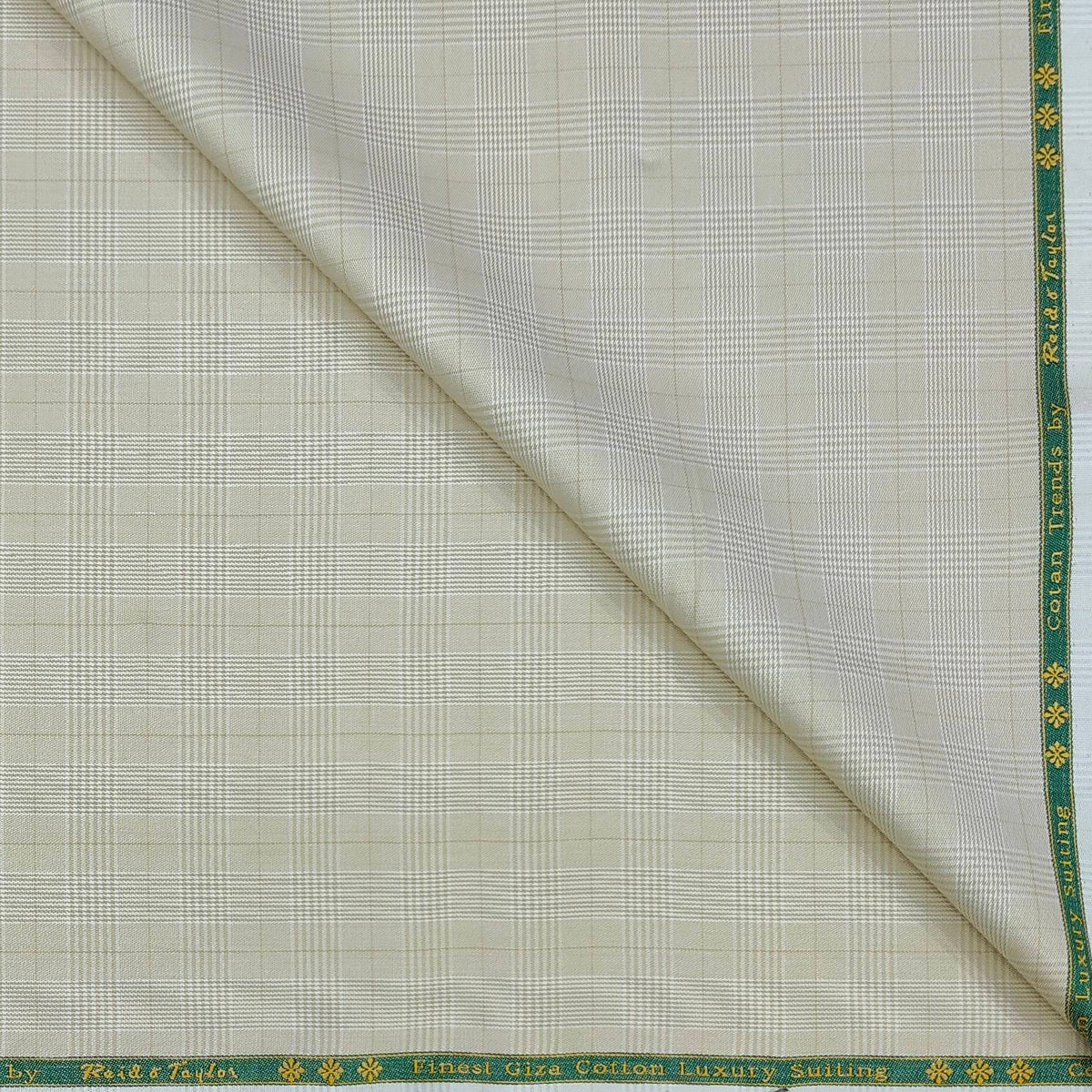 Trouser Fabric Reid & Taylor Super Fine Giza Cotton Mild Check Color Ash Brown