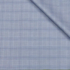 Trouser Fabric Reid & Taylor Super Fine Giza Cotton Mild Check Color Light Blue