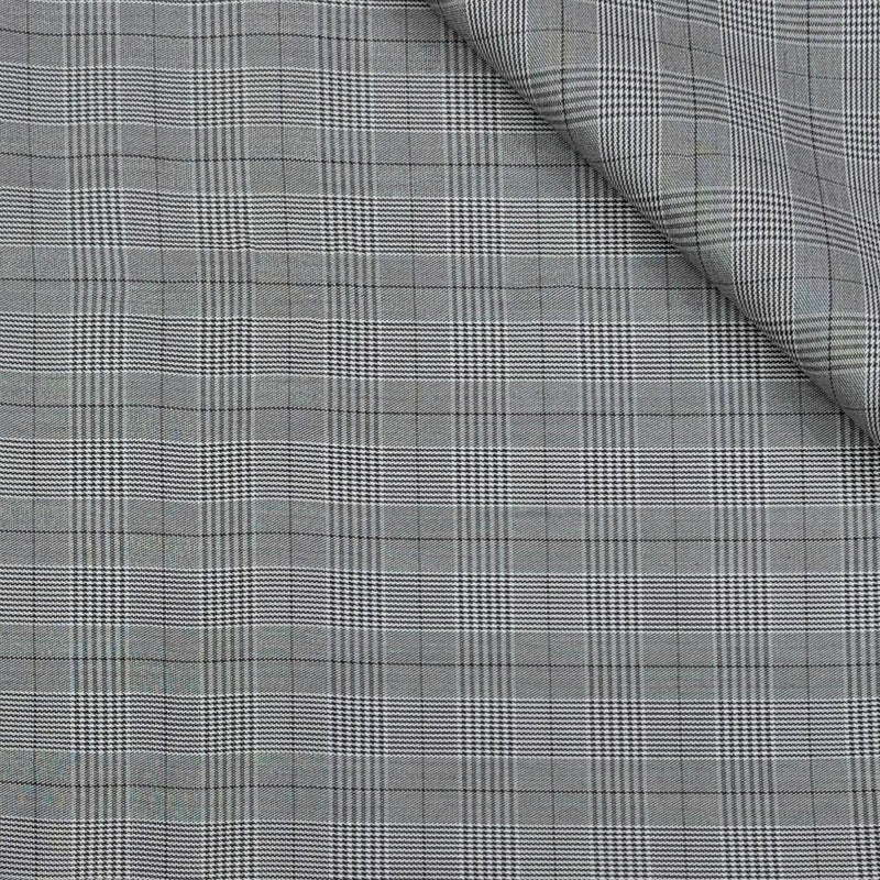 Trouser Fabric Reid & Taylor Super Fine Giza Cotton Mild Check Color Fossil Grey