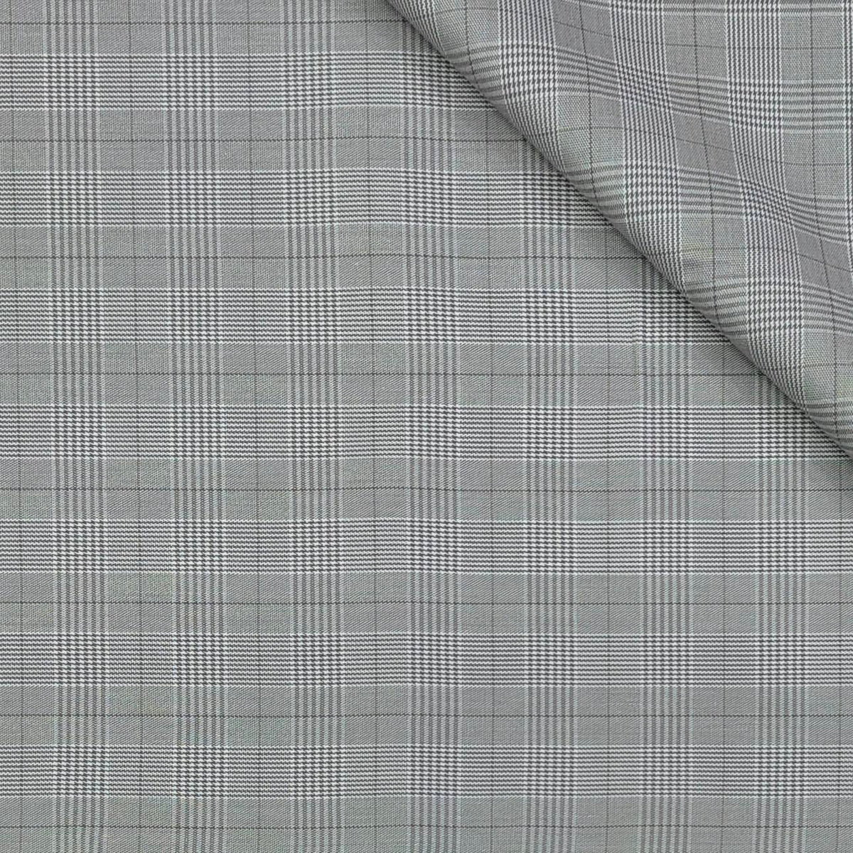 Trouser Fabric Reid & Taylor Super Fine Giza Cotton Mild Check Color Zinc Grey