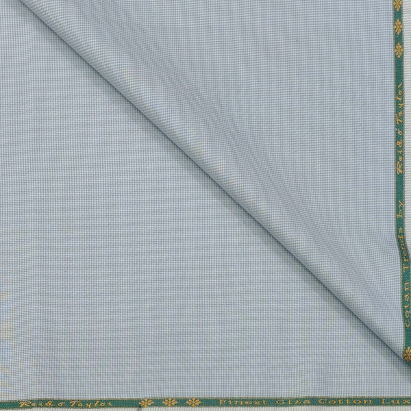 Trouser Fabric Reid & Taylor Super Fine Giza Cotton Pin Check Color Light Blue