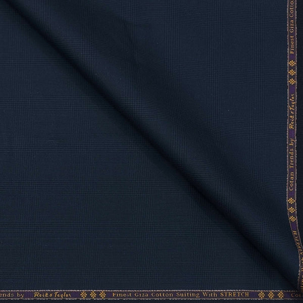 Trouser Fabric Reid & Taylor Super Fine Giza Cotton Mild Check Color Merchant Blue