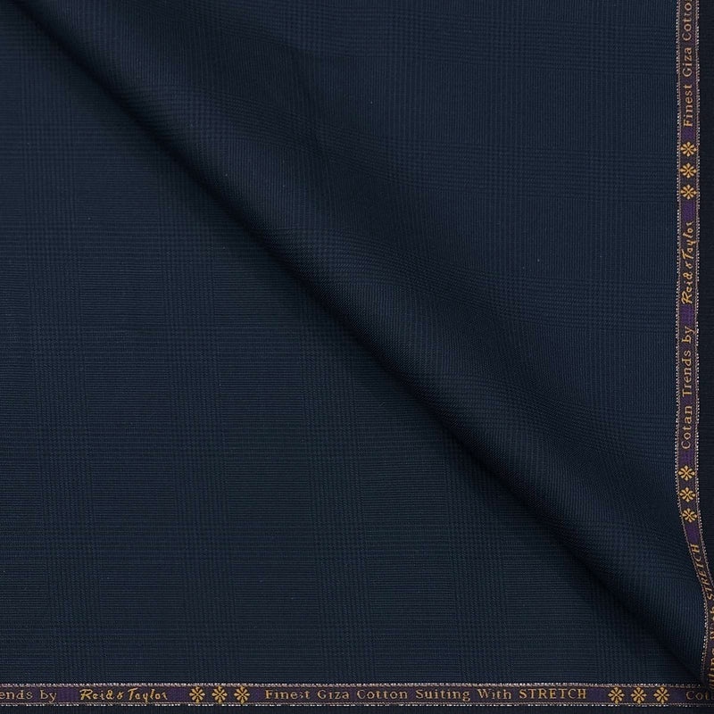 Trouser Fabric Reid & Taylor Super Fine Giza Cotton Mild Check Color Merchant Blue