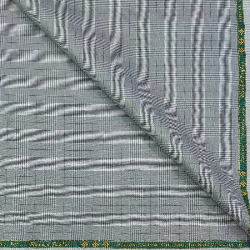 Trouser Fabric Reid & Taylor Super Fine Giza Cotton Mild Check Color Grey