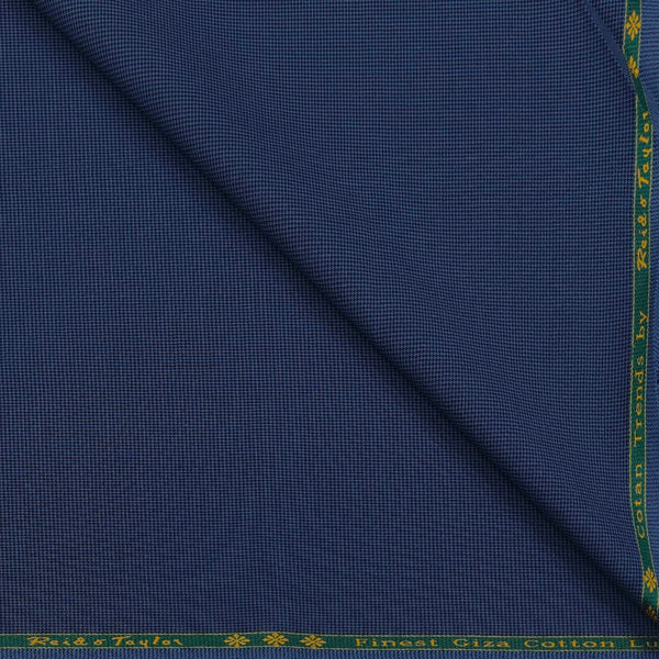 Trouser Fabric Reid & Taylor Super Fine Giza Cotton Textured Color Cobalt Blue