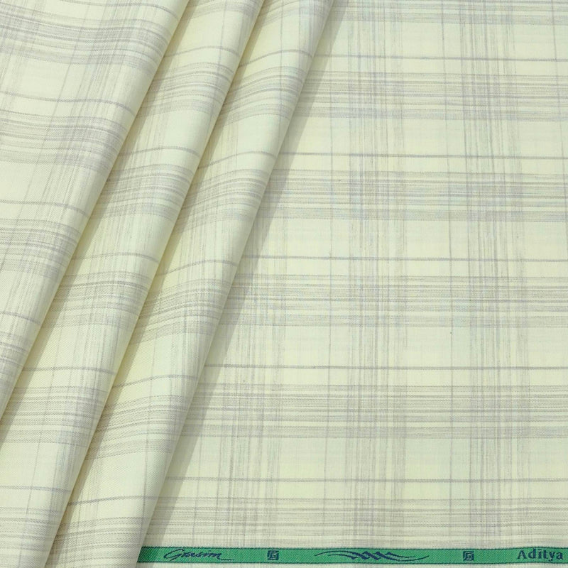 Shirt Fabric Grasim 100% Cotton Broad Check Colour Faded Yellow