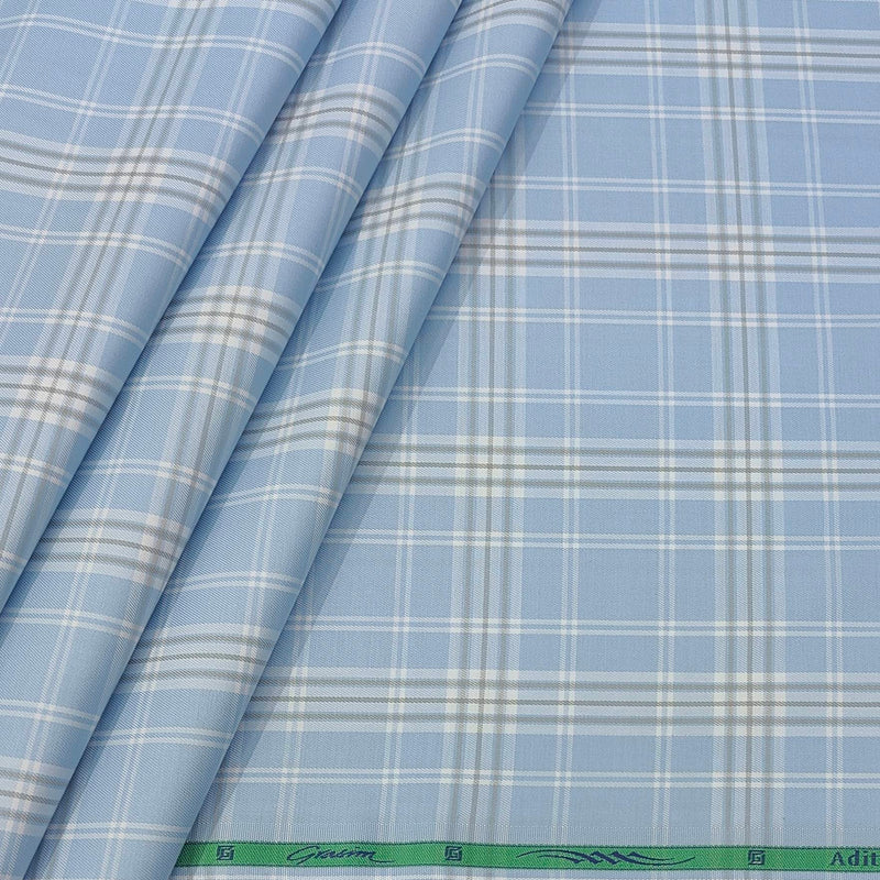 Shirt Fabric Grasim 100% Cotton Broad Check Colour Blue