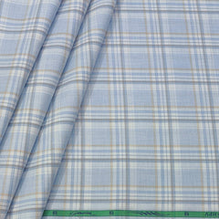Shirt Fabric Grasim 100% Cotton Broad Check Colour Light Blue
