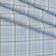 Shirt Fabric Grasim 100% Cotton Broad Check Colour Light Blue