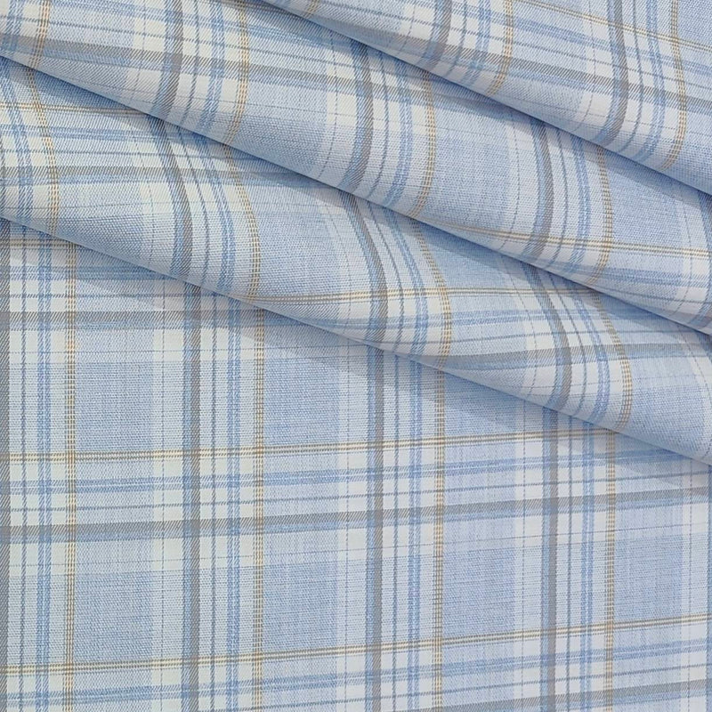 Shirt Fabric Grasim 100% Cotton Broad Check Colour Light Blue
