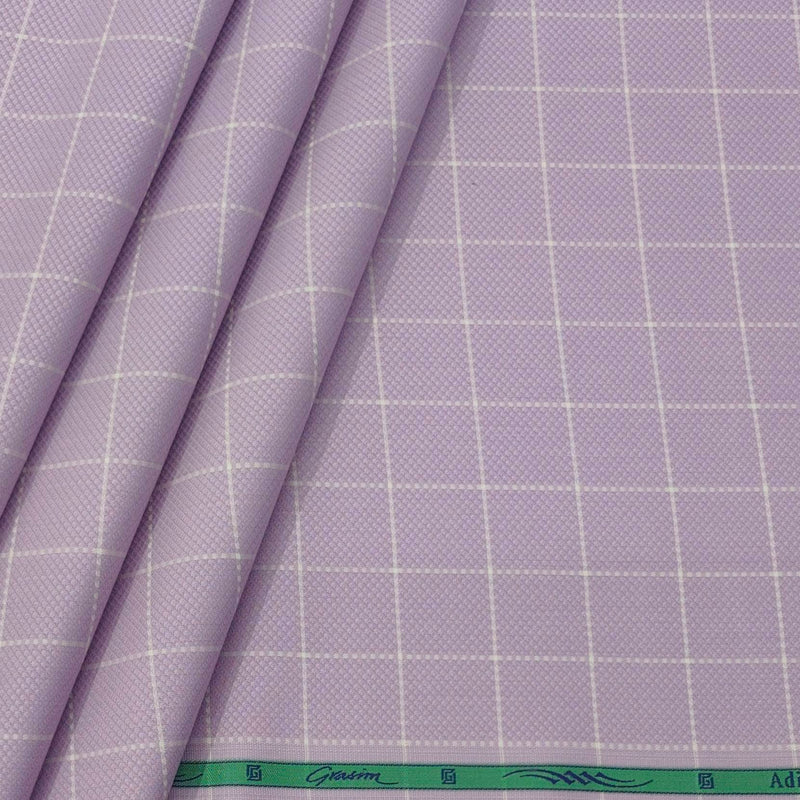 Shirt Fabric Grasim 100% Cotton Check With Jacquard Colour Lavender