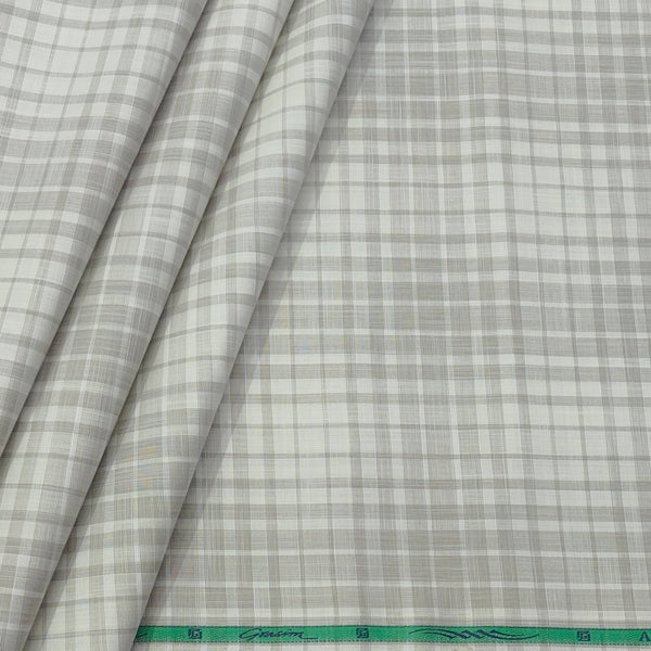 Shirt Fabric Grasim 100% Cotton Check Colour Ash Brown