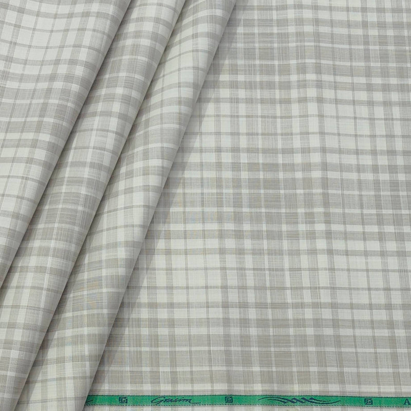 Shirt Fabric Grasim 100% Cotton Check Colour Ash Brown