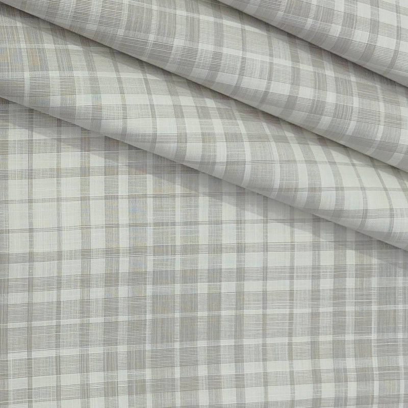 Shirt Fabric Grasim 100% Cotton Check Colour Ash Brown