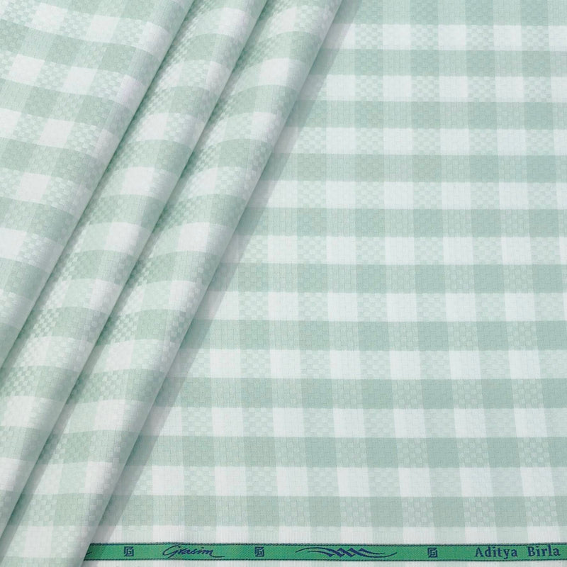 Shirt Fabric Grasim 100% Cotton Check With Jacquard Colour Mint Green
