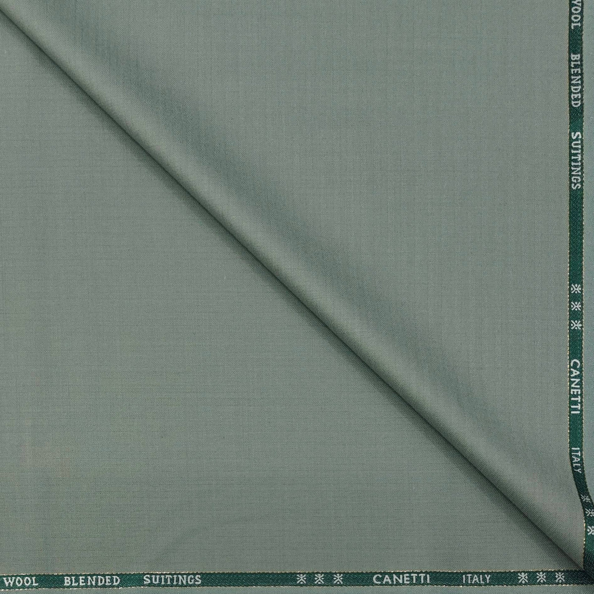 Trouser Fabric Canetti Italy Luxury 100s Wool Blended Self Lining Colour Gin Green