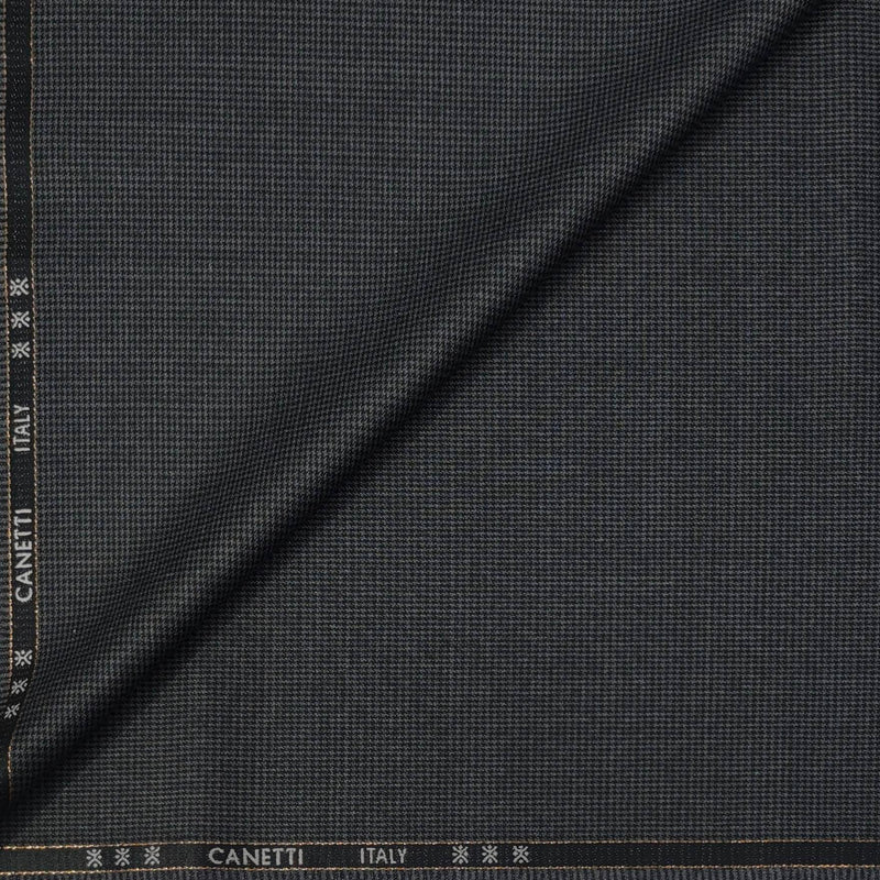 Trouser Fabric Canetti Italy Luxury 100s Wool Blended Zigzag Colour Black N Grey