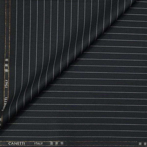 Trouser Fabric Canetti Italy Luxury 100s Wool Blended Lining Colour Black