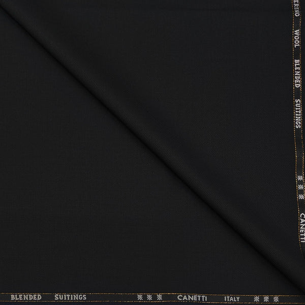 Trouser Fabric Canetti Italy Luxury 100s Wool Blended Textured Colour Black