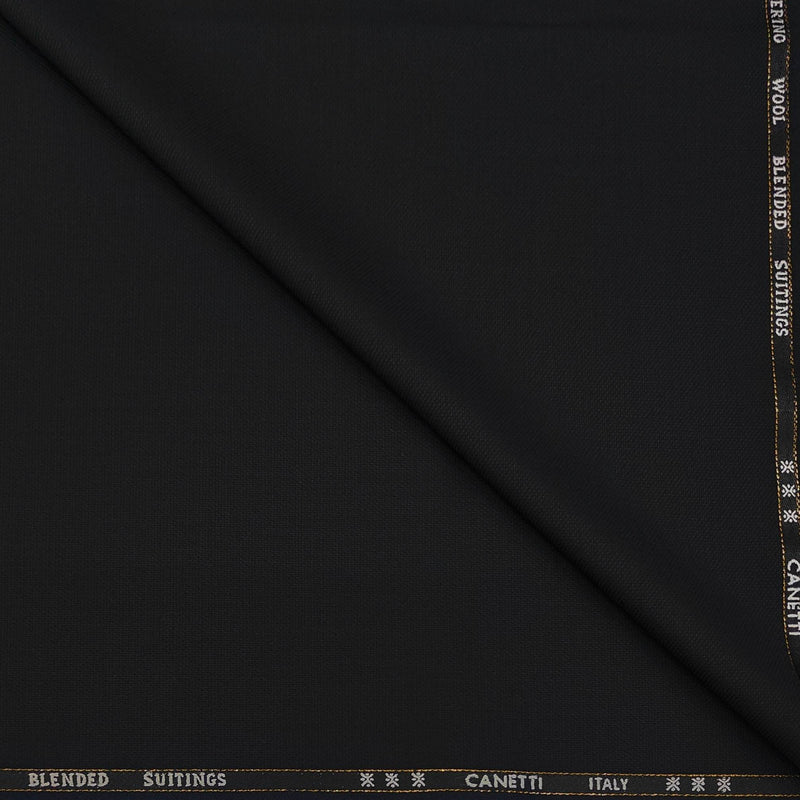 Trouser Fabric Canetti Italy Luxury 100s Wool Blended Textured Colour Black