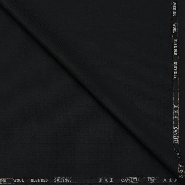 Trouser Fabric Canetti Italy Luxury 100s Wool Blended Dobby Colour Black