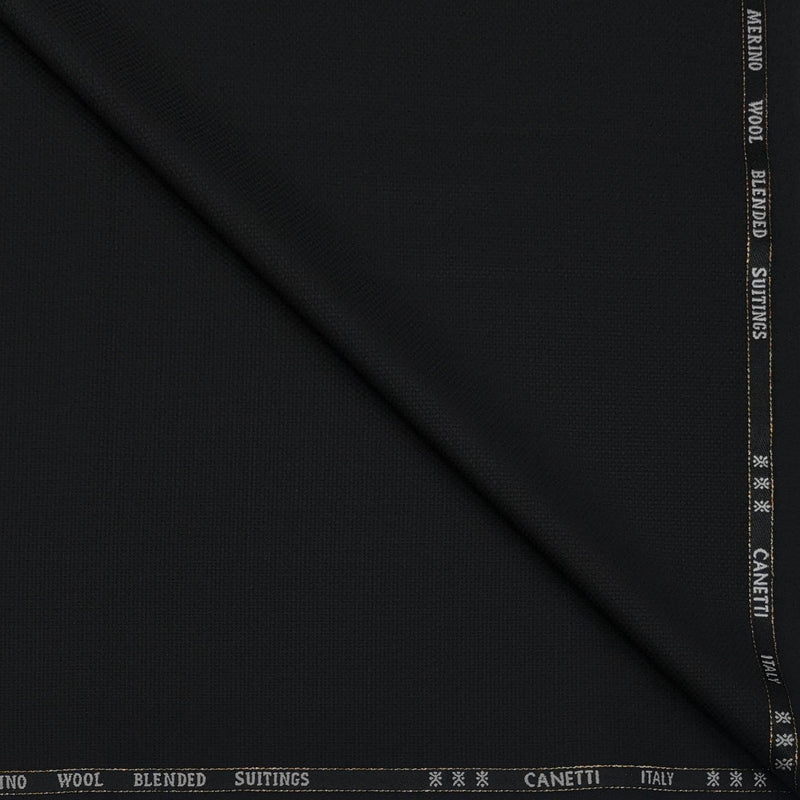 Trouser Fabric Canetti Italy Luxury 100s Wool Blended Dobby Colour Black