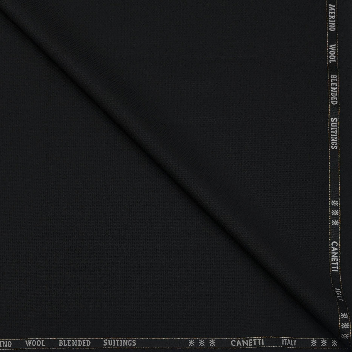 Trouser Fabric Canetti Italy Luxury 100s Wool Blended Dobby Colour Black