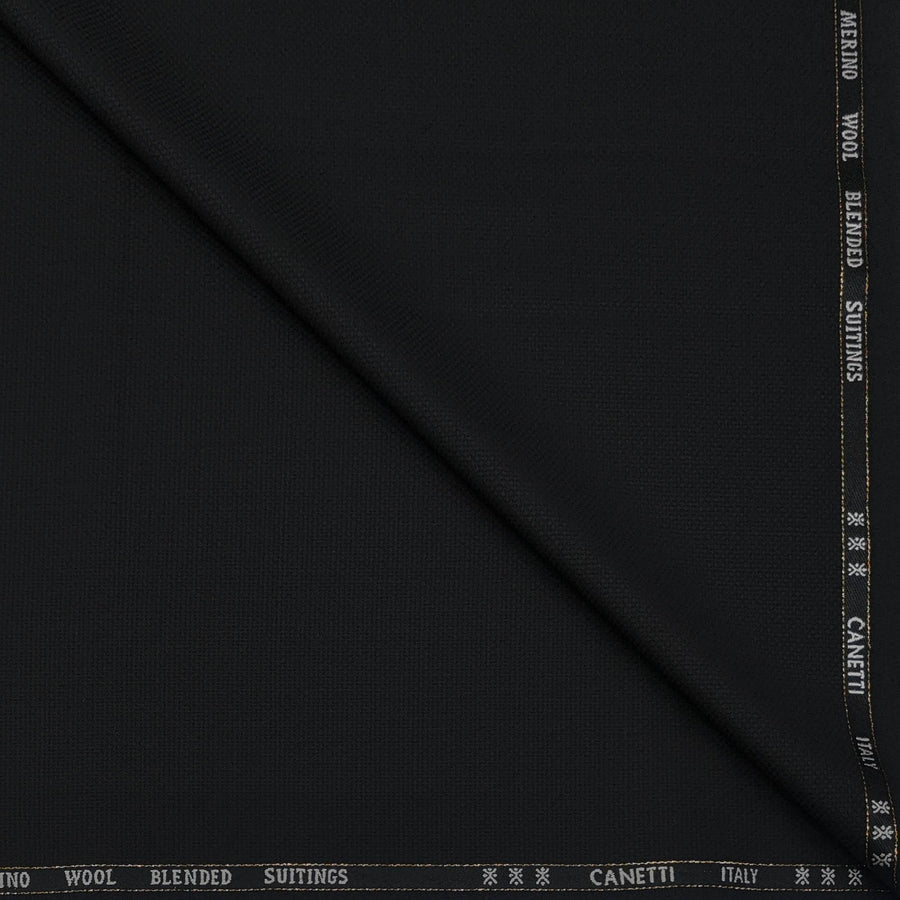 Trouser Fabric Canetti Italy Luxury 100s Wool Blended Dobby Colour Black