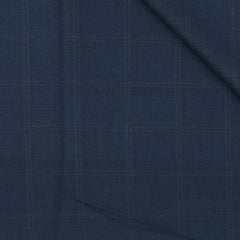 Trouser Fabric Canetti Italy Luxury Stretchable Poly Viscose Broad Check Colour Blue